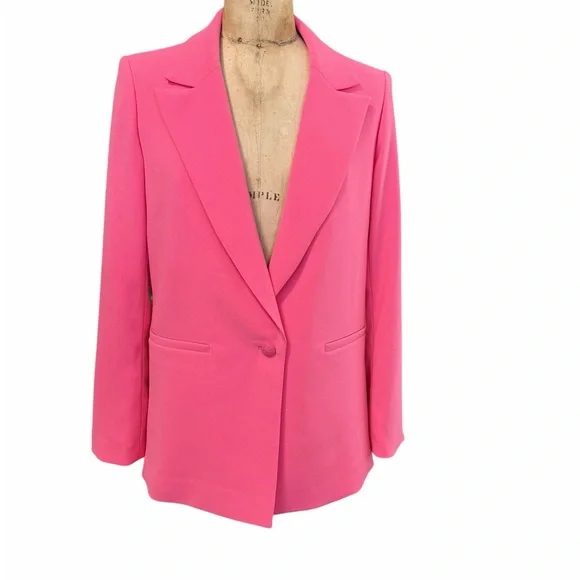 Alice + Olivia NWT Denny Notch Collar Boyfriend Blazer In Wild Pink Ret. $495 - Picture 2 of 10